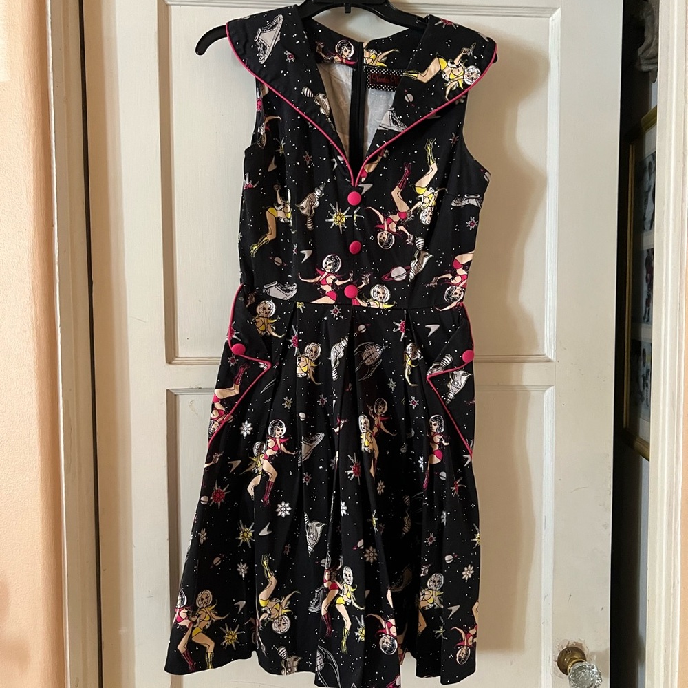 Black and Pink Space-Themed Dress